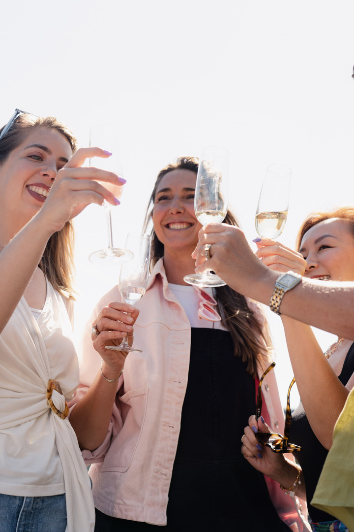 Members raising a toast together